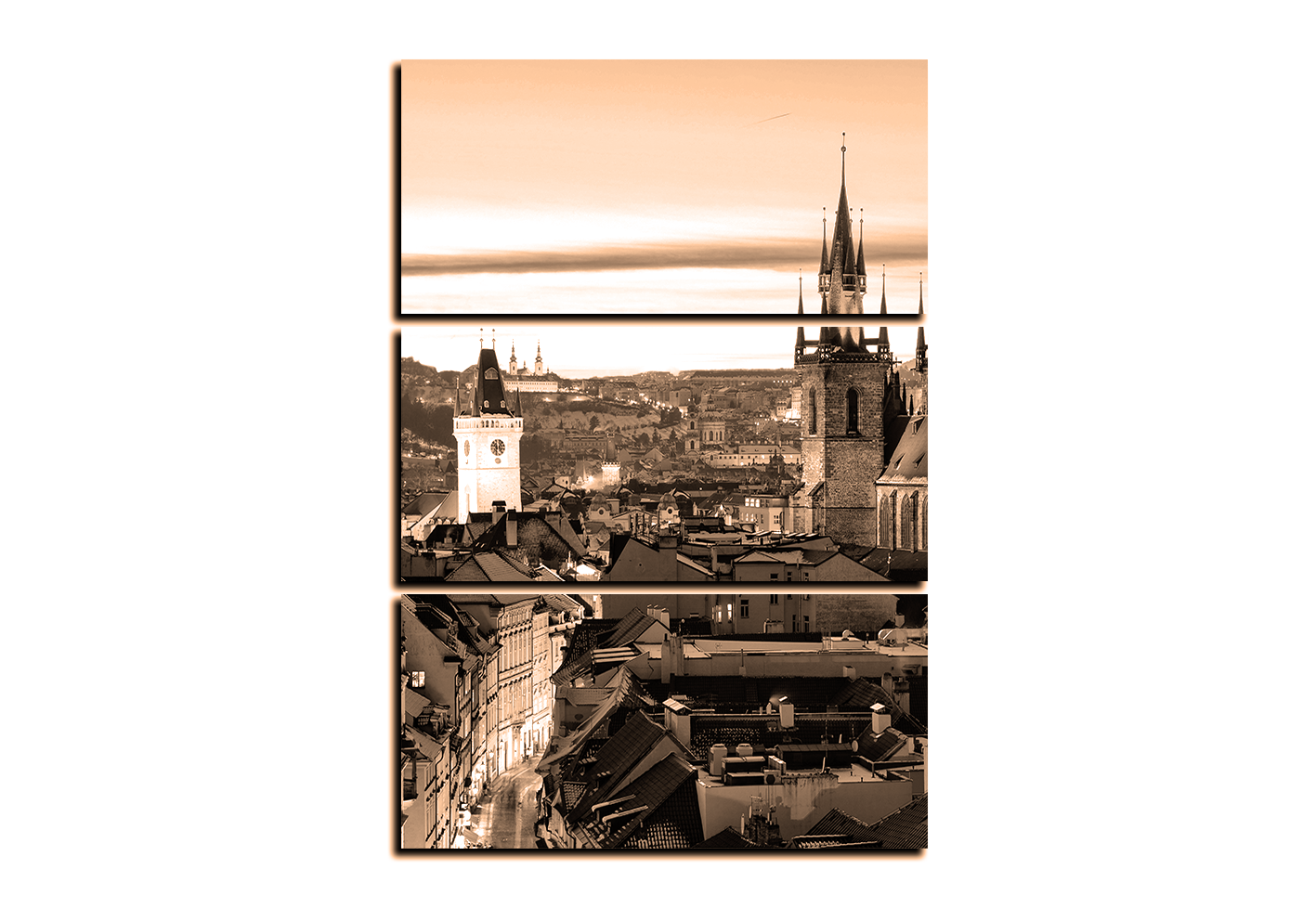 Obraz na plátně - Panoramatický pohled na starú Prahu - obdélník Obraz na plátně - Panoramatický pohled na starú Prahu - obdélník